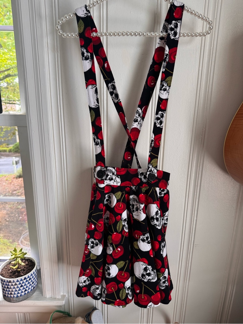 Black Cherry & Skull Mini Skirt with Suspenders